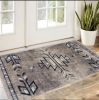 2' X 3' Beige And Blue Boho Chic Scatter Rug