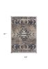 5' X 8' Gray Beige and Blue Southwestern Washable Area Rug