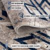 5' X 8' Gray Beige and Blue Southwestern Washable Area Rug