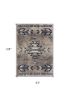 8' X 11' Beige And Blue Boho Chic Area Rug
