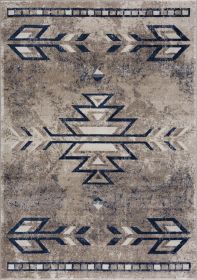 8' X 11' Beige And Blue Boho Chic Area Rug