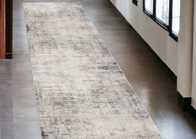 2' X 15' Navy And Beige Distressed Vines Runner Rug
