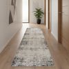 2' X 20' Navy And Beige Distressed Vines Runner Rug