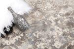 8' X 11' Navy And Beige Distressed Vines Area Rug