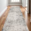 2' X 15' Navy Blue Distressed Striations Runner Rug