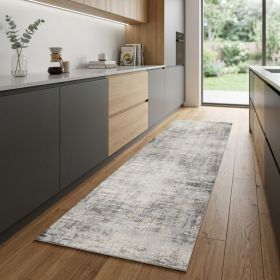 2' X 8' Navy Blue Distressed Striations Runner Rug