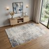 4' X 6' Navy Blue Distressed Striations Area Rug