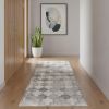 2' X 20' Gray Distressed Trellis Pattern Runner Rug