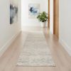 2' X 10' Ivory Distressed Ikat Pattern Runner Rug