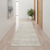 2' X 13' Ivory Distressed Ikat Pattern Runner Rug
