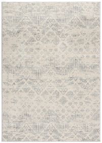 2' X 3' Ivory Distressed Ikat Pattern Scatter Rug