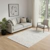 5' X 8' Ivory Distressed Ikat Pattern Area Rug