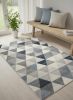 2' X 5' Navy Blue Geometric Diamond Area Rug