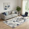 5' X 8' Navy Blue Geometric Diamond Area Rug