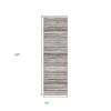10' Blue and Beige Striped Distressed Runner Rug