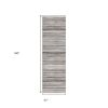 2' X 15' Blue And Beige Distressed Stripes Runner Rug