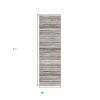 2' X 6' Blue And Beige Distressed Stripes Area Rug