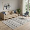 5' X 8' Blue And Beige Distressed Stripes Area Rug