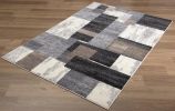 5' X 8' Gray Black and Brown Abstract Geometric Area Rug