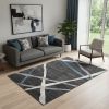 5' X 8' Distressed Black And Gray Abstract Area Rug