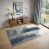 4' X 6' White And Blue Abstract Strokes Area Rug