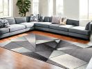 7' X 9' Grey Red Geometric Area Rug