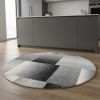 5' Grey Round Abstract Area Rug