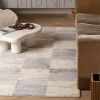 7' X 9' Gray and White Checkered Power Loom Distressed Area Rug