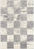7' X 9' Gray and White Checkered Power Loom Distressed Area Rug
