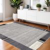 4' X 6' Gray Modern Bordered Area Rug