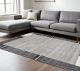7' X 9' Gray Modern Bordered Area Rug
