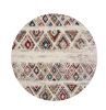 5' Cream Round Southwestern Power Loom Area Rug
