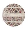 5' Cream Round Southwestern Power Loom Area Rug