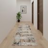 20' Beige And Ivory Abstract Runner Rug