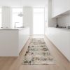8' Beige And Ivory Abstract Runner Rug