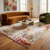 7' X 10' Abstract Beige And Gold Modern Area Rug