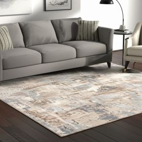 5' X 8' Beige And Ivory Abstract Area Rug