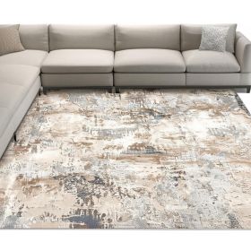 8' X 10' Beige Abstract Dhurrie Area Rug
