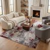 4' X 6' Red Abstract Dhurrie Area Rug