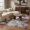5' X 7' Red and Gray Abstract Area Rug