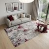 5' X 7' Red and Gray Abstract Area Rug
