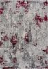 5' X 7' Red and Gray Abstract Area Rug