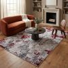 5' X 7' Red and Gray Abstract Area Rug