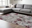 9' X 13' Red and Gray Modern Abstract Area Rug