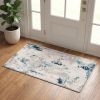 3' X 5' Blue And Ivory Abstract Strokes Area Rug