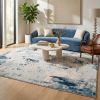 4' X 6' Blue Abstract Dhurrie Area Rug