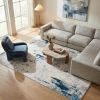 4' X 6' Blue Abstract Dhurrie Area Rug