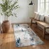 10' Blue Abstract Dhurrie Runner Rug