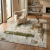 5' X 7' Green Abstract Dhurrie Area Rug