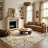 5' X 7' Gold Abstract Dhurrie Area Rug